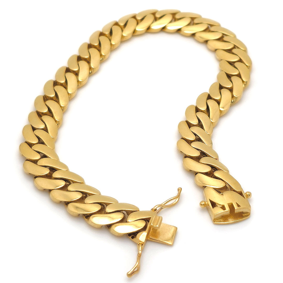 14k Hollow Miami Cuban Link Bracelet 10mm Opened